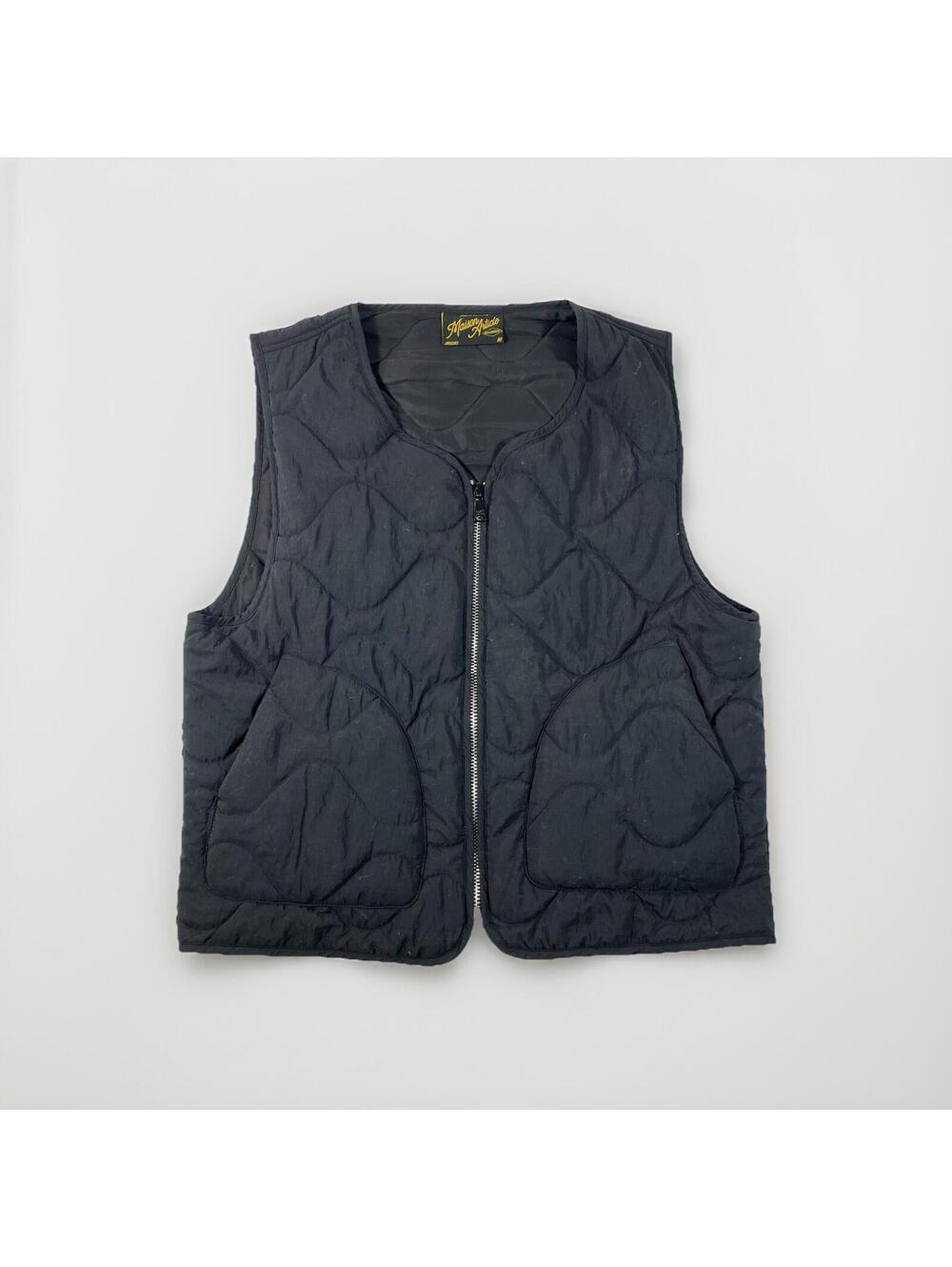 Maison Article Black Quilted Liner Vest Men's M Full Zip Onion Stitch Outerwear